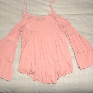 Pink cold shoulder blouse